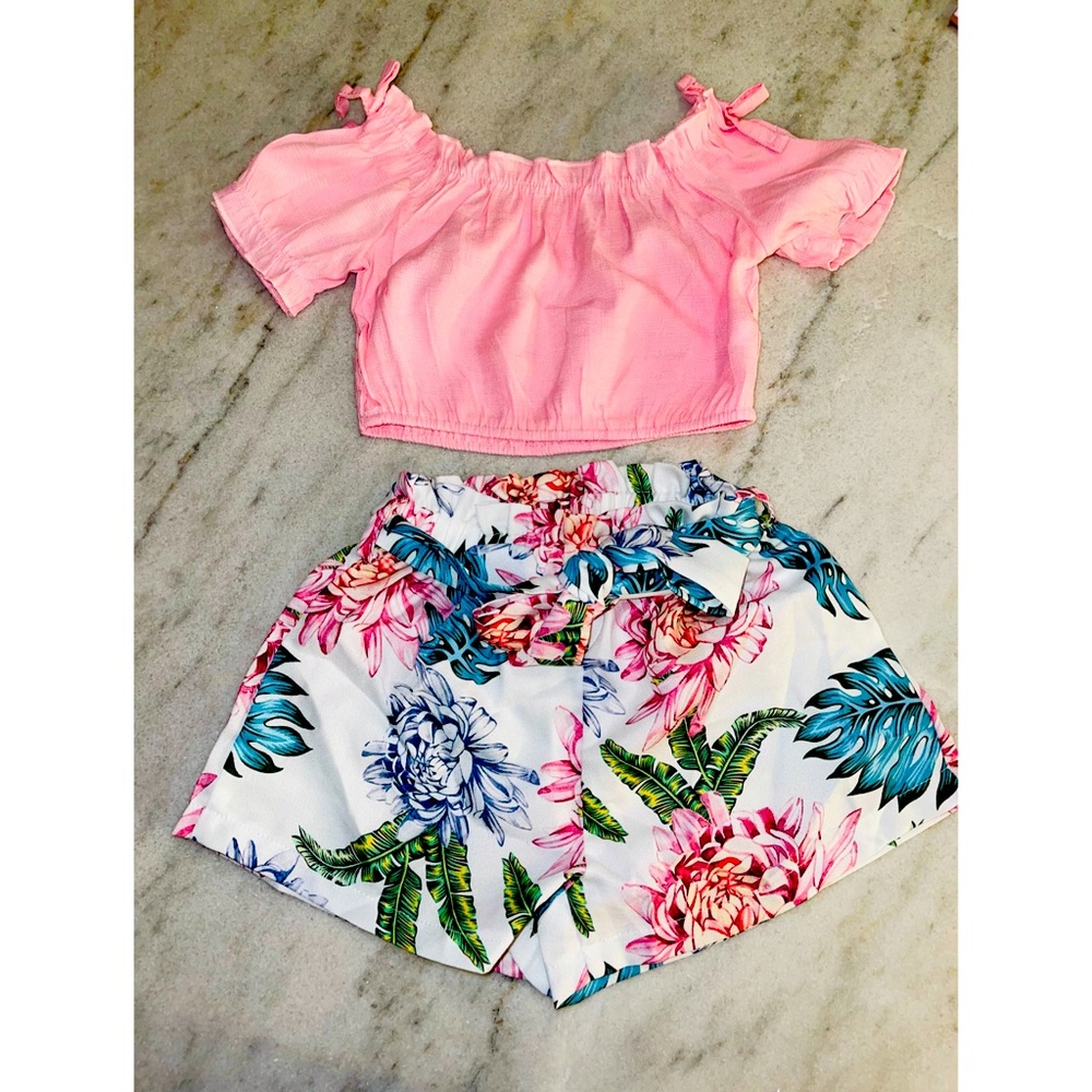 Girls summer floral Shorts set